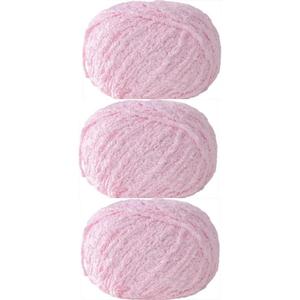 Handmade DIY Knitting Yarn,100% Polyester,Ideal for Blanket, Throws, Pillow, Baby Dolls Projects 3 Skeins (Light pink purple)