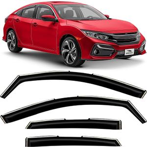 Voron Glass in-Channel Extra Durable Rain Guards for Honda Civic 2016-2021 Sedan, Window Deflectors, Vent Window Visors, 4 Pieces - 200861