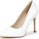 IDIFU IN4 Women's Pumps High Heels Closed Toe Stiletto Pointed Toe Dress Shoes Wedding Prom Bridal Daily Work Office Business Trendy Fashion Sexy Comfortable Pumps Dressy Shoes (11, 4 Inch White)