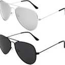 livho Sunglasses for Men Women Aviator Polarized Metal Mirror UV 400 Lens Protection (Silver & Black)