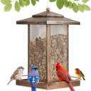 LBTING Bird Feeder for Outside, Metal Lantern-Shaped Bird Feeder, Wild Bird Feeders for Hanging Outdoor Garden Yard, Birds Pattern