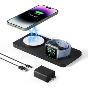 Wireless Charging Stand, GEEKERA 3 in 1 Wireless Charger Dock Station for iPhone 14 Pro Max/14 Pro/14 Plus/13/12/11/X/8 Series, Apple Watch Ultra/SE/8/7/6/5/4/3/2, AirPods Pro/3, Samsung Qi Phones
