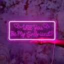 Will You Be My Girlfriend Neon Signs for Valentines Day Decorations, Dimmable Switch Led Light Up Letters Sign for Party, Engagement, Bedroom, Living Room, INSNEnN, 15.4 * 6.9 Inches