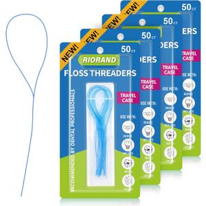 3 x RioRand Floss Threaders,Essential Tool for Maintaining Oral Health with Braces, Bridges, and Implants 200 Count (Pack of 4)