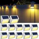 JSOT Solar Deck Lights -12 Pack Solar Fence Lights Waterproof Outdoor Light Fence Post Light for Outside Pool Garden Backyard Patio Yard Wall Stair Step, Warm Light