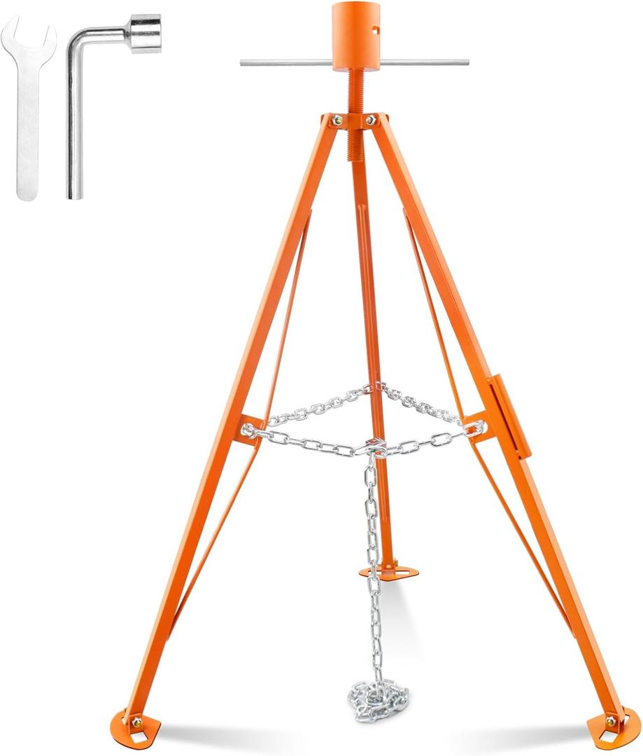 Gooseneck Tripod Stabilizer for 5th Wheel or Trailer, Adjustable Stabilizer with 7500lb Load Capacity, Jack for Fifth-Wheel Trailers, RVs, and Campers, Orange