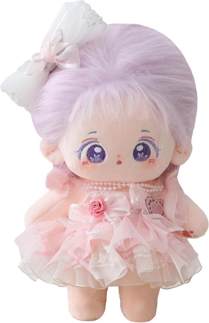 CALEMBOU 20cm Cute Cotton Doll With Skeleton, Anime Plushies Soft Stuffed Dress Up Toy, Kawaii Plush Gift With Clothes (Xingfu-B)