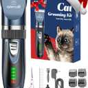 oneisall Quiet Cat Clippers for Matted & Long Hair, 2-Speed Cordless Pet Shaver Grooming Kit for Cats, Small Dogs & Animals (Blue)