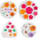 OIIKI 4PCS Silicone Flower Molds, Rose Sunflower Leaf Resin Molds, Polymer Clay Molds, Fondant Molds for Cake, Candy, Chocolate, Soap, DIY Jewelry Making