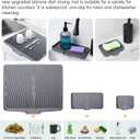 Dimeho 3 PCS Silicone Dish Drying Mat for Kitchen Counter Raised kitchen Sink Mat Heat-resistant Drain Pad Dishes Non-Slip Fast Self-Draining Dish Drying Pad Dryings Rack with Built-in Drain (Grey)