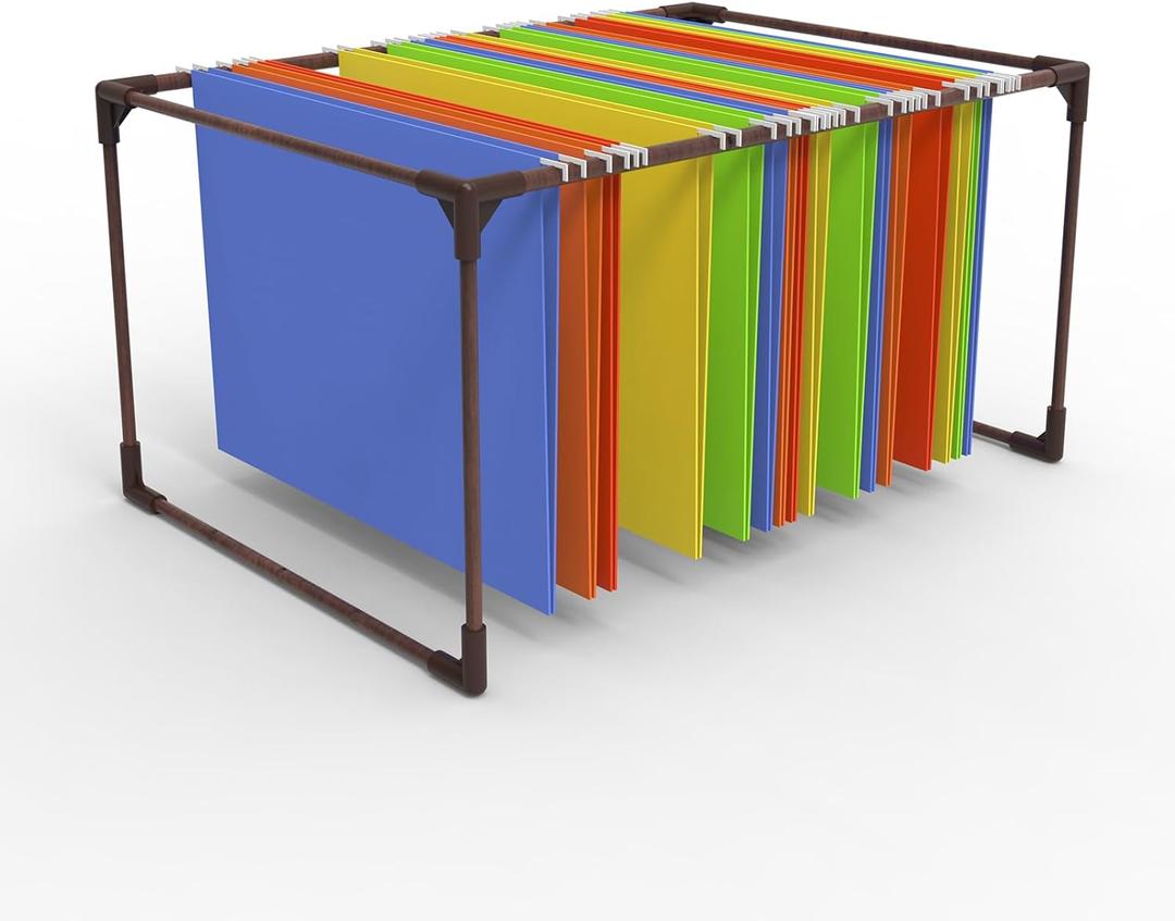 Walnut Hanging File Folder Frame, File Cabinet Organizer for Letter Size, 12.6 Wide x 18 Long x 9.125" Height, File Cabinet Rails Hanging Files in File Drawers (Bright Brown)