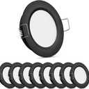 8 Pack 12 Volt LED Puck Light RV Recessed Mount Ceiling Light 2.75 12V Down Light for Camper Van Truck Boat Interior Ceiling Kitchen Cabinet Lighting CRI 93 (Black/Cool White)