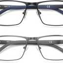 3 x 2 Pack Multifocal Progressive Reading Glasses Men, Blue Light Multifocus Bifocal Readers for Mid and Near Range (Bifocal Black & Grey)