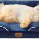 Bedsure Orthopedic Dog Beds for Small Dogs - Washable Small Dog Cat Bed Waterproof, Comfort Pet Couch Sofa with Washable Removable Cover, Pets Bed with Nonskid Bottom, Blue Navy, 24"