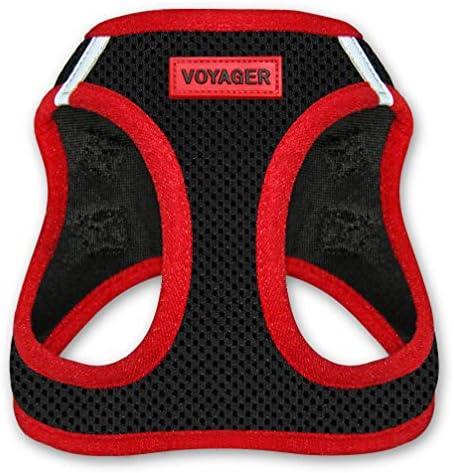 Best Pet Supplies Voyager Step-In Air Dog Harness - All Weather Mesh, Reflective, No Pull Harness for Small, Medium Dogs, Cats - Secure with Hook & Loop Fastener, Buckle, Double D-Rings - Red Trim, L