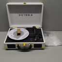 Victrola Journey Bluetooth Portable Suitcase Record Player  with Built-in Speakers, 3 Speed Vinyl Record Player, RCA Out, Headphone Jack (White)