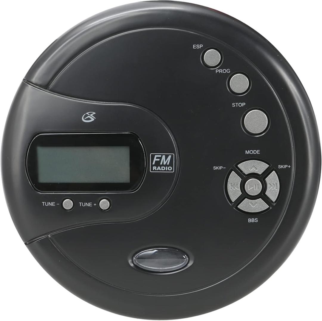 GPX PC332B Portable CD Player with Anti-Skip Protection, FM Radio and Stereo Earbuds - Black