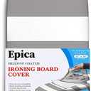 Epica Ironing Board Cover and Pad - Standard Size 15x54 Padded Ironing Board Covers, Heat Reflective Coating, Thick Pads, Scorch & Stain Resistant Iron Board Cover with Padding Grey & White Stripe