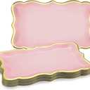 Havawish 24 Pcs 9" x 13" Pink Disposable Paper Serving Trays and Platters Food Platters for Parties White Trays Cupcake Platter Bandejas Decorativas para Fiestas for Birthday Party Weddings