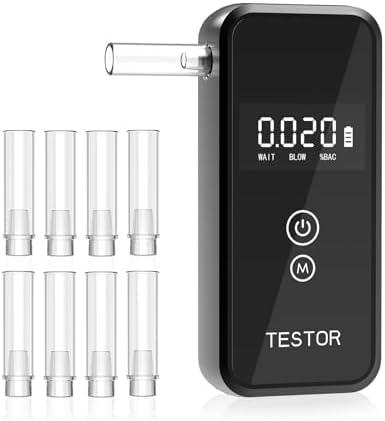 FluxAxis 2026 Breathalyzer, Digital High-Accuracy Breathalyzers for Alcohol, Portable Handheld Breathalyzer Test for Alcohol Personal Home & Party Use - Ideal for Gifts, 8 Mouthpieces
