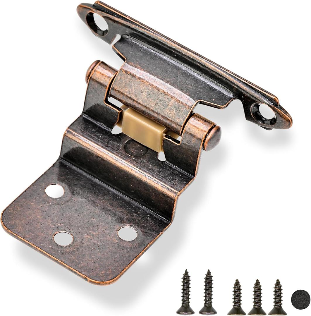 50 Pack 25 Pairs 3/8" Inset Cabinet Door Hinges Oil Rubbed Bronze Offset Self Closing Kitchen Cabinet Hinges Bronze Cabinet Door Hinges Semi - Cupboard Variable Flush Cabinet Hinge