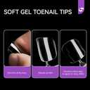 3 x Gelike ec 240pcs Square Toe Nail Tips: Clear Soft Gel Nails DIY Art Lover For Women - Home DIY Salons Use 12 Size