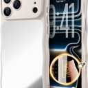 for iPhone 17 Pro Case for Women Girls,Compatible with MagSafe,Camera Control,Full Camera Protection, Cute Wave Magnetic Phone Case for iPhone 17 Pro,Stone Mirror