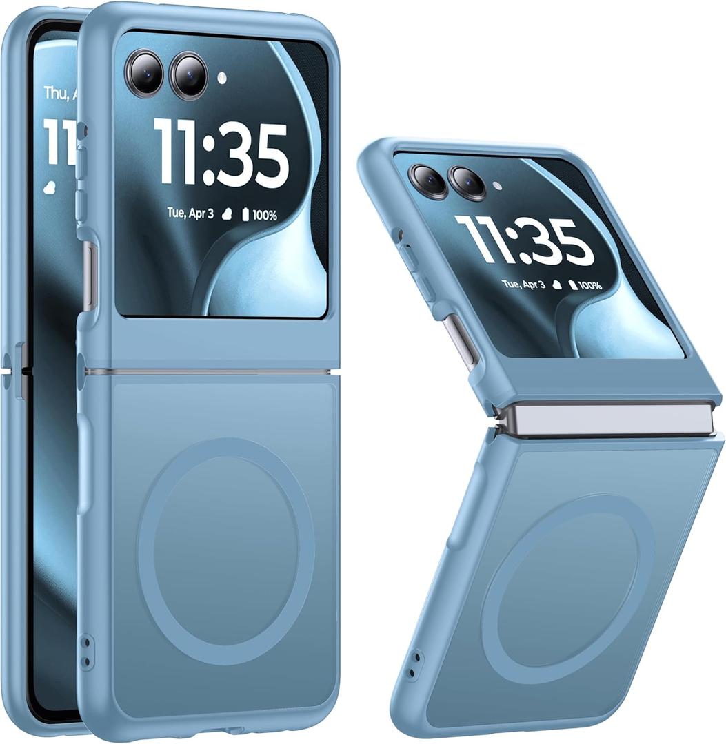 NO.1 Magnetic for Motorola Razr 2025/2024 Case with MagSafe[Military Shockproof][Translucent Matte][Anti-Fingerprint] Soft Silicone Bumper for Moto Razr 2025/2024 Case Slim, Sky Blue