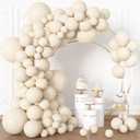 Ouddy Life 164Pcs Beige Cream Balloons Different Sizes 18" 12" 10" 5" - Ivory Neutral Balloon Garland Arch Kit for Birthday Party Wedding Bridal Baby Shower Anniversary Graduation Decorations (Sand White)