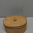 SOFE Rattan Decorative Box with Lid, Small Oval Box for Storage, Hand-Woven Display Boxes for Organizing Jewelry, Candies, Snacks, Keys, Farmhouse & Boho & Modern Home Decor, Dresser Decor (Classic Brown)