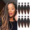 Dorsanee Braiding Hair Pre Stretched 14 Inch 8 Packs Ombre Brown Braiding Hair Extensions for Crochet Box Braids Twists Locs Hair Soft Yaki Texture Hot Water Setting (14inch,#1B/30)