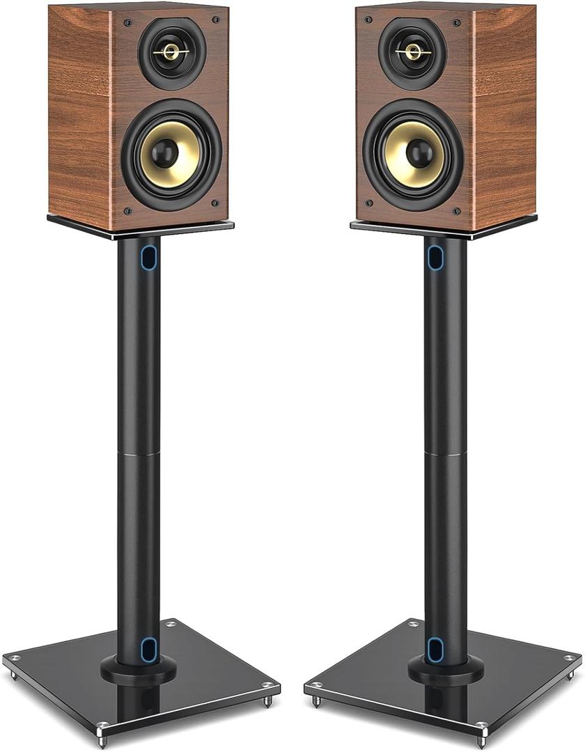 Rfiver Upgraded 45° Swivel Speaker Stands Pair for Surround Sound, Heavy Duty 28 Inch Bookshelf Speaker Stand Each Holds 22lbs Large Speaker, Floor Speaker Stand Built-in Cable Management, 1 Pair