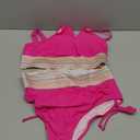 Blooming Jelly Women High Waisted Bikini Sets Tummy Control Swimsuits Color Block Two Piece Drawstring Bathing Suit (Large, Hot Pink)