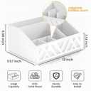 Wooden Paper Plate Caddy Organizer for Countertop, Rustic Paper Plate Dispenser and Holder, Silverware Utensil Caddy for Party with 6 Detachable Compartments for Plate, Cup, Fork, Spoon(White)