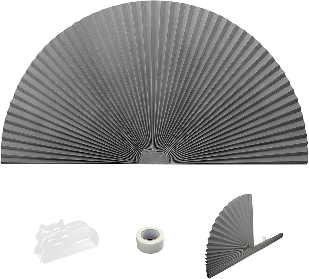 Arch Window Pleated Blinds Easy Cut and Install Pleated Shades Fliterling Linght and Blackout Blinds Grey (36"W x 72"H)