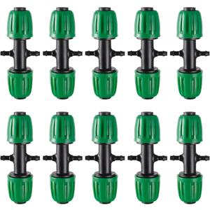 10 Pcs 1/2" to 1/4" Barbed Tee Connector, 1/2 Inch to 1/4 Inch Drip Irrigation Fittings Drip Line Reducer Tee Connectors 1/2" to 1/4" 4-Way Splitter Connectors for Garden Drip Irrigation System