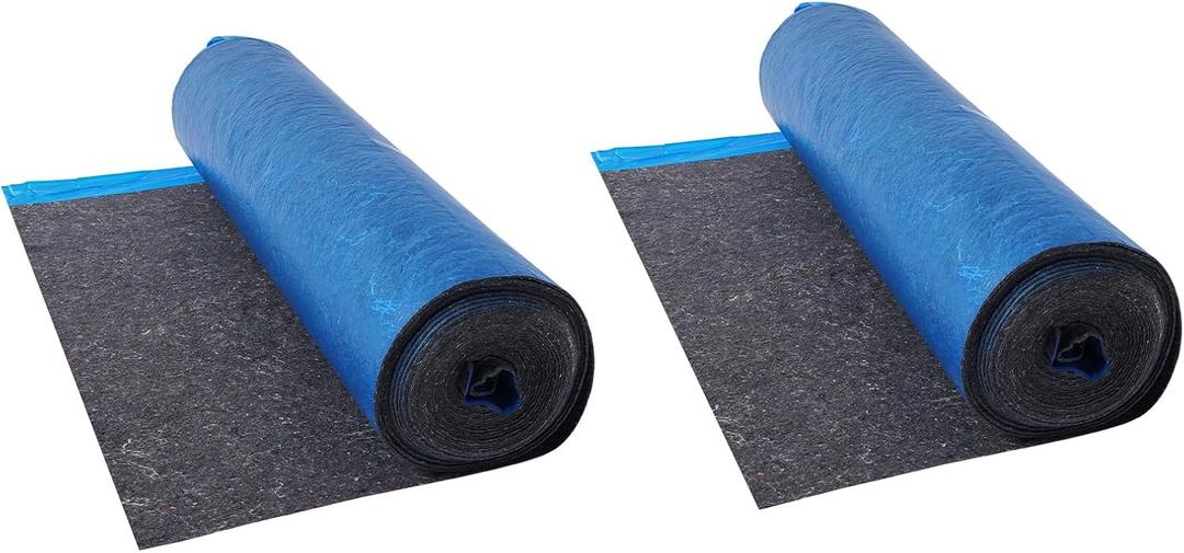VEVOR Floor Underlayment 400 sq. ft, 3mm Laminate Flooring Padding with Attached Vapor Barrier, Heavy Duty Fiber+PE Film, Soundproofing & Noise Reduction for Vinyl & Wood(2 Rolls x 200 sq. ft)