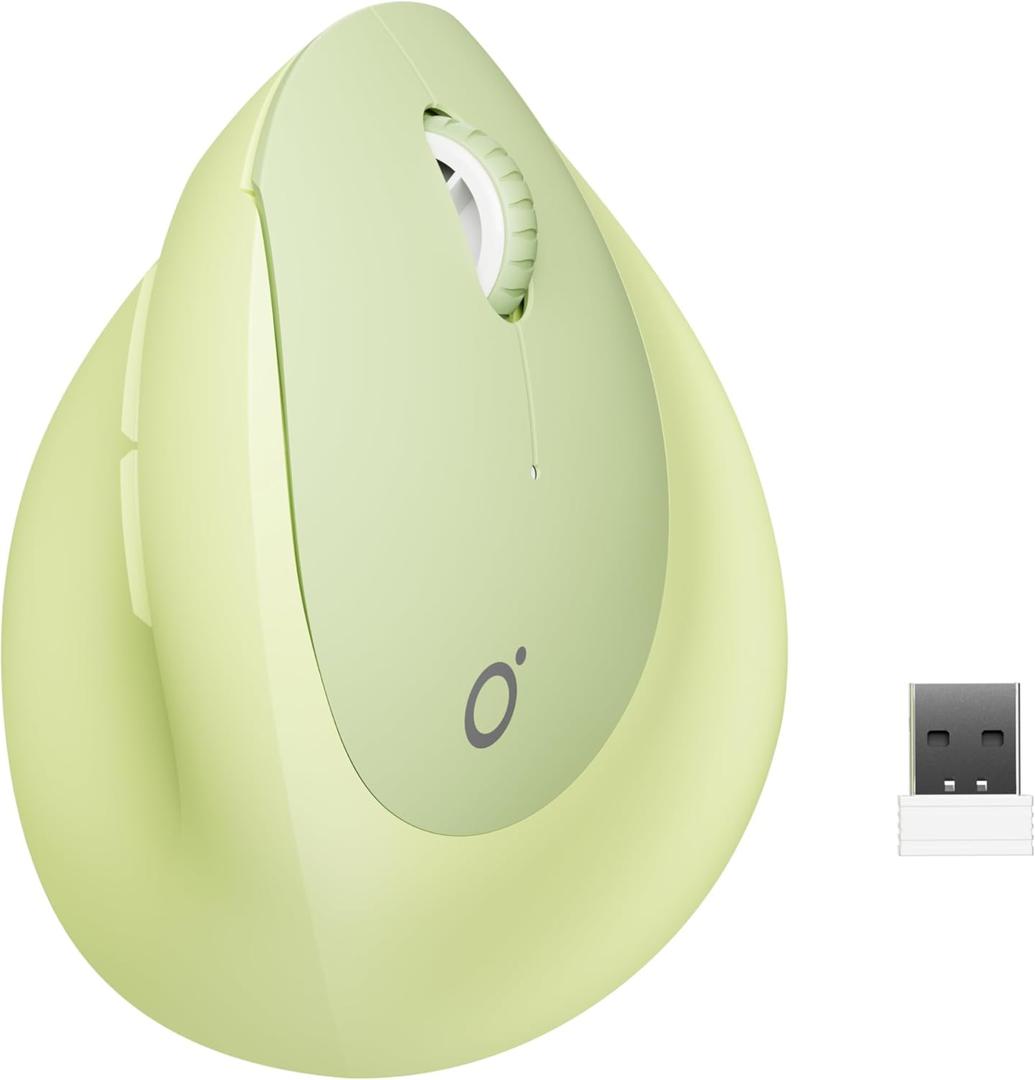 EWEADN Q7 Vertical Ergonomic Mouse, Wireless Bluetooth Mouse (BT5.0/3.0+2.4G), 5-Level Adjustable DPI up to 4000, Quiet clicks, Multi Devices Computer Mouse for Laptop/PC/Mac-Green
