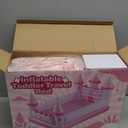 Relaxgiant Pink Castle Inflatable Kids Bed, Toddler Travel Bed with Safety Bumper and Air Mattress Portable Air Mattress with Pump for Vacation Hotel Home Sleepover Kids Gift for Birthday Christmas