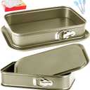 Kenond Large Springform Cake Pan, 14 x 11-Inch Rectangle Cheesecake Pan, Tiramisu Bakeware with 50Pcs Wax Paper, 5Pcs Spatula Set, Non-Stick Baking Pan Mold Leakproof