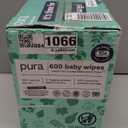 Pura Natural Sensitive Baby Wipes, 99% Water, Unscented & Hypoallergenic, Suitable for Sensitive & Eczema-prone Skin, Hypoallergenic, EWG Verified, 10 Pack of 60 Wet Wipes (600 Diaper Wipes) Bulk Buy