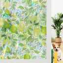 Window Privacy Film Stained Glass Rainbow Window Film with Installation Kits, 3D Static Cling Decorative Windows Decals, UV Blocking & Heat Control Non-Adhesive (Lemon, 11.8"x78.7")