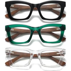 Hubeye Oprah Style Reading Glasses for Women Men Blue Light Blocking Computer Square Readers with Spring Hinge Only 2