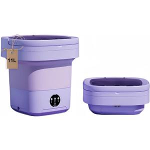 Portable washing machine,Mini Washer,11L upgraded large capacity foldable Washer.Deep cleaning of underwear, baby clothes and other small clothes.Suitable for apartments, dormitories, hotels (Purple)