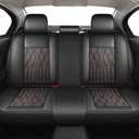 Huidasource Leather Back Row Seat Covers, Waterproof Rear Split Bench Car Seat Covers, Vehicle Seat Cushion Cover Protector Universal Fit for Most Cars Sedan SUV Pickup Truck(Back Row/Black&Red)
