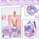 Kid's Luggage Set 5 Piece Suitcase Set 16" Hardside Luggage with Spinner Wheels Girls Carry on Toddler Travel Rolling Suitcase with Neck Pillow Airline Approved, 05 Butterfly