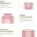 Glasseam Glass Tapered Candlestick Holders: 10 Pcs Ribbed Pink Candle Sticks Holder Decor Modern Fluted Taper Candle Holders Set for Table Centerpiece Pink Wedding Decor Valentine Dinner Parties