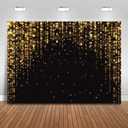 Mocsicka 10x8ft Black Gold Backdrop Black and Gold Party Decorations Photography Background Gold Glitter Bokeh Spot Adult's Birthday Party Selfie Background Photo Booth Props