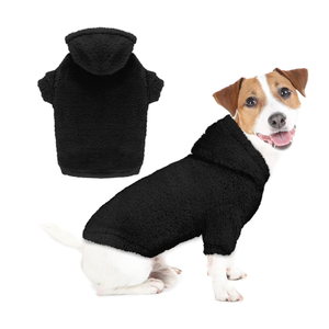 Fuzzy Dog Sweaters for Medium Dogs Dog Hoodie Soft Double-Sided Plush Fleece Pet Sweater Clothes Pet Coats Hoodie Sherpa Hooded Sweatshirt(Black-M)