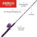 Zebco Splash Spincast Reel and Fishing Rod Combo, Fiberglass Rod, Ball Bearing System, All Metal Gears, 8-Pound Line
